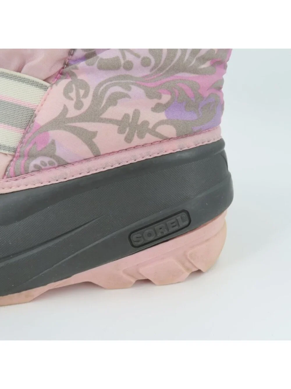 Sorel Womens 7 Cub NY1799-636 Pink Gray Floral Flower Felt Lined Winter Boots
